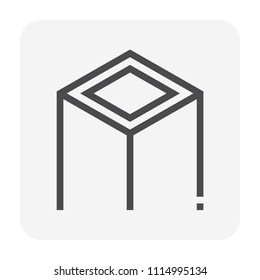 Steel or iron pipe product vector icon. 
Hollow structural section or square profile shape.
That alloy of iron from steel production and metallurgy.
For material in engineering construction. 48x48 px.
