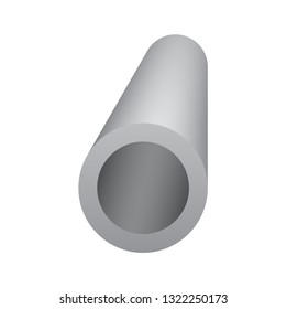 Steel or iron pipe product vector icon. 
Hollow structural section (HSS) or round or hollow cylinder profile shape.
Used as framing, truss structure in engineering, construction and building material.