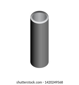 Steel or iron pipe product vector icon. 
Hollow structural section (HSS) or round or hollow cylinder profile shape.
Used as framing, truss structure in engineering, construction and building material.