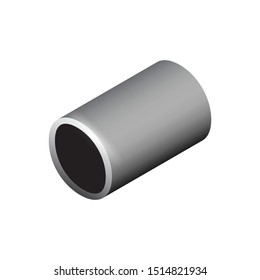 Steel or iron pipe product vector icon. 
Hollow structural section (HSS) or round or hollow cylinder profile shape.
Used as framing, truss structure in engineering, construction and building material.