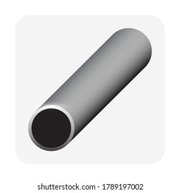 Steel or iron pipe product vector icon. 
Hollow structural section (HSS) or round or hollow cylinder profile shape.
Used as framing, truss structure in engineering, construction and building material.