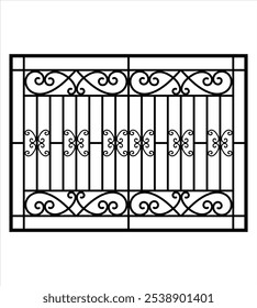 Steel Iron window grill design vector