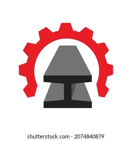 Logotipo del vector de construcción del trabajo de hierro 