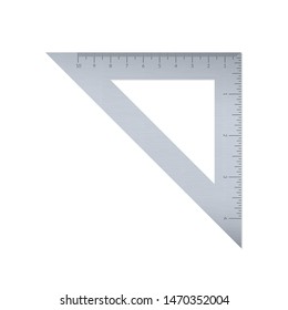 Steel isosceles triangle with metric and imperial units ruler scale