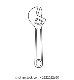 Steel key icon. Simple illustration of a monkey wrench. Vector isolated on a white background.