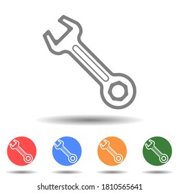 Logotipo vectorial del icono de la herramienta de la llave de acero aislado en el fondo