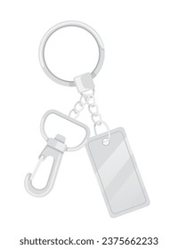 Steel keychain with ring and chain vector illustration isolated on white background