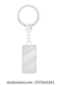 Steel keychain with ring and chain vector illustration isolated on white background