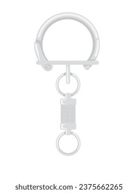 Steel keychain with ring and chain vector illustration isolated on white background