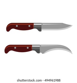 Steel kitchen knife sharp tool cooking equipment vector illustration