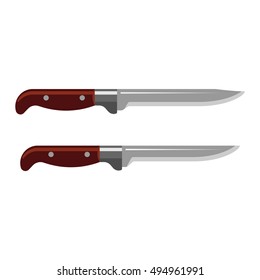 Steel kitchen knife sharp tool cooking equipment vector illustration