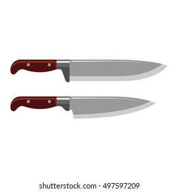 Steel kitchen knife sharp tool cooking equipment vector illustration