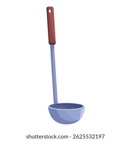 Steel kitchen ladle serving hot soup for dinner