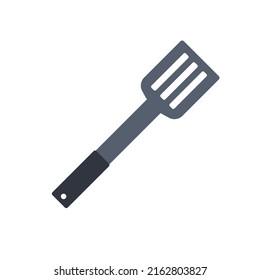 Steel kitchen spatula utensil isolated on white background. Vector cartoon illustration