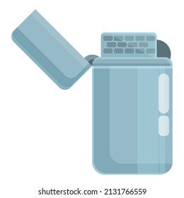 Steel lighter icon cartoon vector. Tobacco smoke. Box nicotine