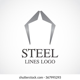 Steel lines of metallic connection abstract vector and logo design or template ribbon relation business icon of company identity symbol concept