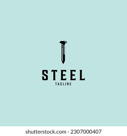 Steel logo vector illustration design, steel nail