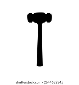 Steel mallet silhouette vector flat illustration on white background.