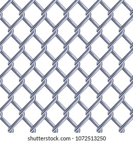 Steel mesh metal fence seamless structure. Chainlink isolated on white background. Vector illustration. EPS 10.