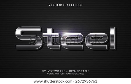Steel with metal 3d editable text effect