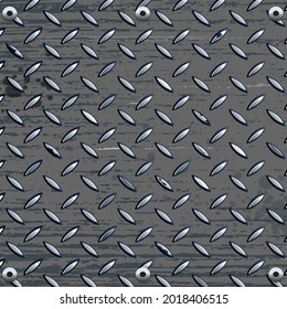 Steel metal background, silver blue 3D elegant shiny metallic design with diamond plate pattern, vector illustration.
