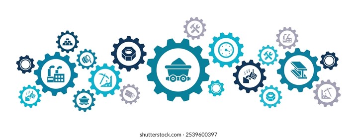 Steel and metal industry vector illustration. Concept related to metallurgy, metalwork, heavy industry, metal casting process, industrial factory, engineering, production, foundry or iron casting.