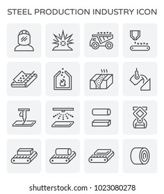 Steel and metal production industry vector icon set.