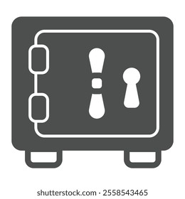 Steel metal safe solid icon, west desert bank concept. Vector graphics. People savings storage sign on white background, glyph style icon for mobile or web design