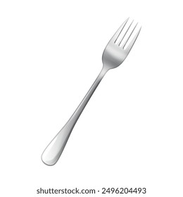 Steel metal table fork isolated over white background.