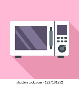 Steel microwave icon. Flat illustration of steel microwave vector icon for web design