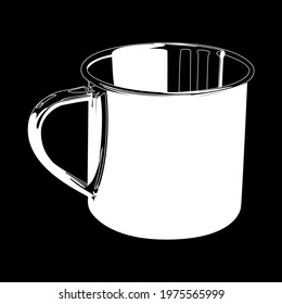 steel mug white on black background