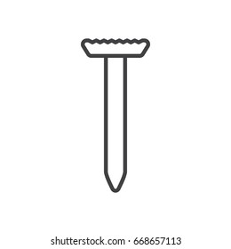 Steel nail line icon, outline vector sign, linear style pictogram isolated on white. Symbol, logo illustration. Editable stroke. Pixel perfect graphics