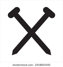steel nail logo icon. metal nail logo design.