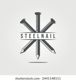 steel nail logo vintage illustration design