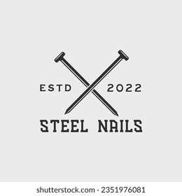 steel nails carpentry logo vintage vector illustration template icon graphic design