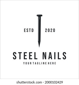 steel nails logo vintage vector illustration template design . nails logo for mining or carpentry equipment concept icon sign and emblem