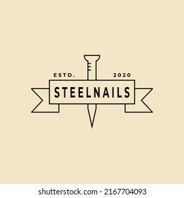 steel nails logo vintage vector illustration template design