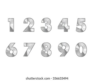 steel numbers metal text, vector illustration.