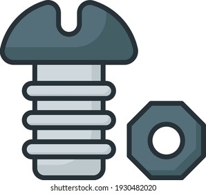 Steel Nut Bolt Concept Vector Color Icon Design, Motor Vehicle Service and automobile repair shop Symbol, Lorry spare parts Sign, auto mechanic stock illustration