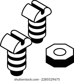 Vektor-Vektordesign aus StahlNut Bolt, Kfz-Service und Kfz-Reparaturwerksymbol, Lkw-Ersatzteile Schild, Kfz-Techniker-Ausrüstung