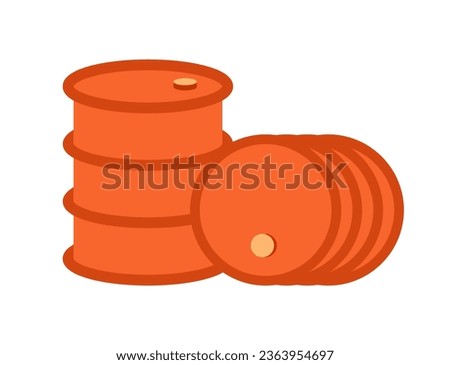 Steel oil barrels semi flat colour vector object. Dangerous container. Drum container. Editable cartoon clip art icon on white background. Simple spot illustration for web graphic design