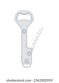 Steel opener for beer or wine bottles vector illustration isolated on white background
