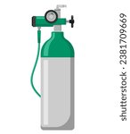 Steel oxygen tank - O2 gas reservoir for breathing due to medical issues, scuba diving, mountaineering or aircraft