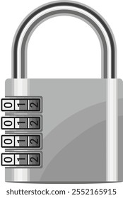 Steel Padlock Combination Illustration Isolated on White Background