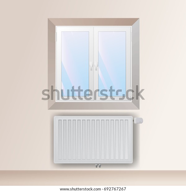 Steel Panel Radiator Interior Under Window Stock Vector Royalty