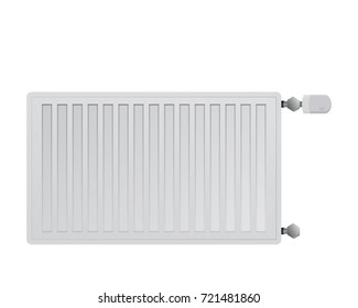 Steel panel radiator right side connection for heating rooms in winter. HVAC system vector illustration.