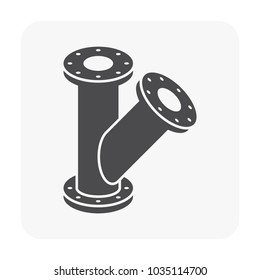 Steel pipe connector icon set.