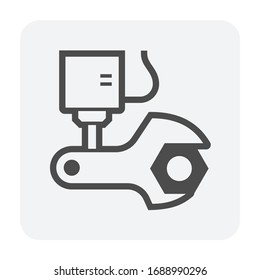 Diseño del icono del vector de prueba destructivo de la tubería de acero en fondo blanco.