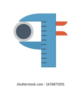 Steel pipe dimension checking vector icon design on white background.