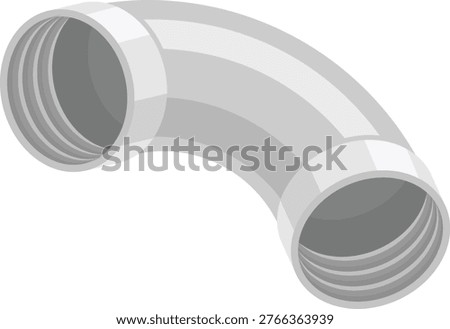 Steel Pipe Elbow Fitting Flat Illustration. Clean Icon Design Element Isolated on White Background